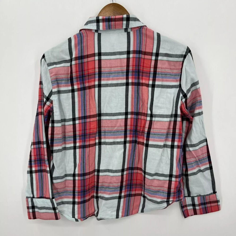 Victoria's Secret Pajama Top Women's Size S Red Plaid Print Long Sleeve Button - Picture 6 of 8
